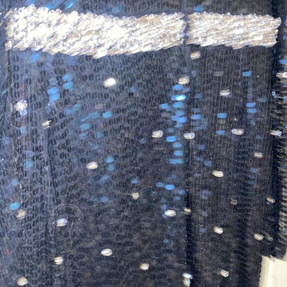 Mac Duggal Dress With Black Sequins and Rhinestones. - Picture 8 of 14